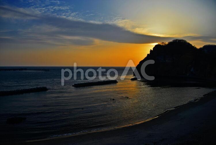 電信浜の夕暮れ 夕暮れ,日暮れ,北海道の風景の写真素材