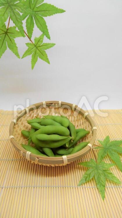 枝豆と若葉もみじ おつまみ,枝豆,茹でるの写真素材