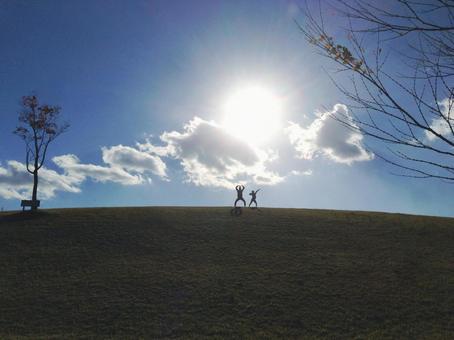 空と太陽と元気なふたり 空と太陽と元気なふたりの写真