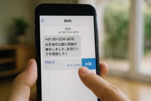 不審SMSを削除する画面の写真
