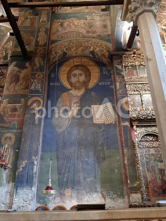 デチャニ修道院のフレスコ画(コソボ) デチャニ修道院,壁画,世界遺産の写真素材