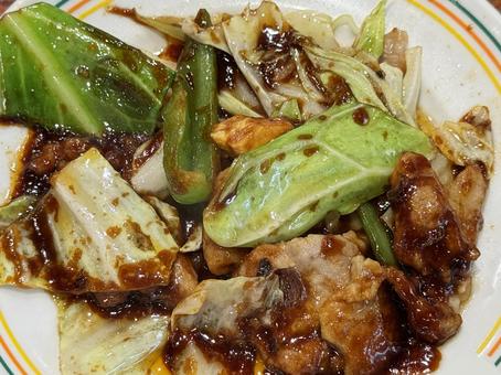 Photo, twice cooked pork, papaya, pork, 