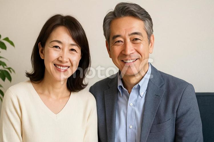 笑顔の中年夫婦・シニアライフ・熟年・幸せ 中年夫婦,笑顔,シニアの写真素材