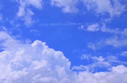 Sky image/background material/summer sky/white clouds and blue sky, JPG