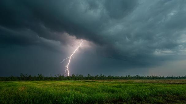 雷鳴轟く草原の写真