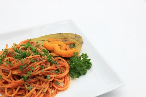 アラビアータに焼茄子を添えて パスタ,スパゲティ,アラビアータの写真素材