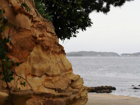 日間賀島の地層（愛知県） 日間賀島,地層,地質の写真素材