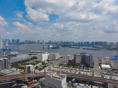 お台場方面の眺望 お台場,レインボーブリッジ,フジテレビの写真素材
