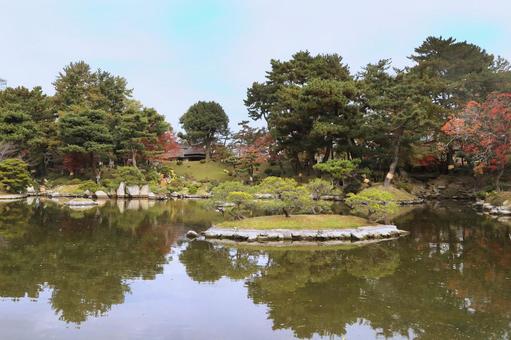 縮景園紅葉 広島県,広島市,名勝の写真素材