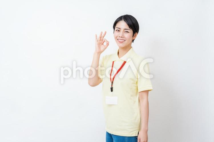 OKサインの介護士の女性 ok,介護,介護士の写真素材