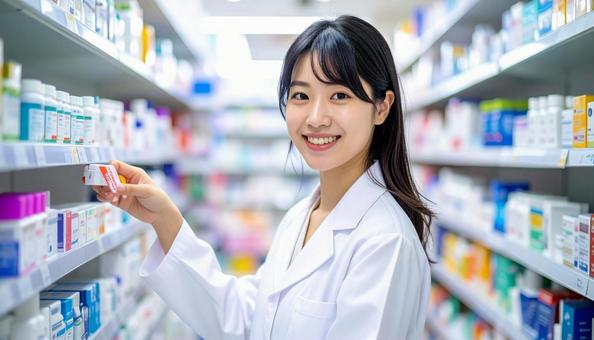 笑顔で働く薬剤師 笑顔で働く薬剤師の写真