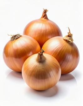 白い背景に複数の茶色い玉ねぎの写真