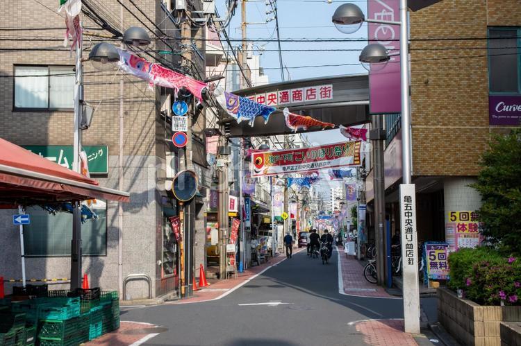 亀戸五丁目中央通り商店街の鯉のぼり祭り 亀戸中央通り商店街,鯉のぼり,亀戸の写真素材