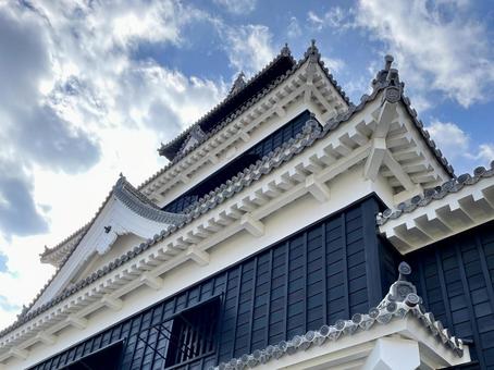 したからアングル したからアングル 城,熊本城,天守閣の写真素材