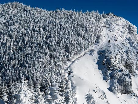 黒斑山登山道急斜面 黒斑山登山道急斜面 浅間山,黒斑山,厳冬期の写真素材