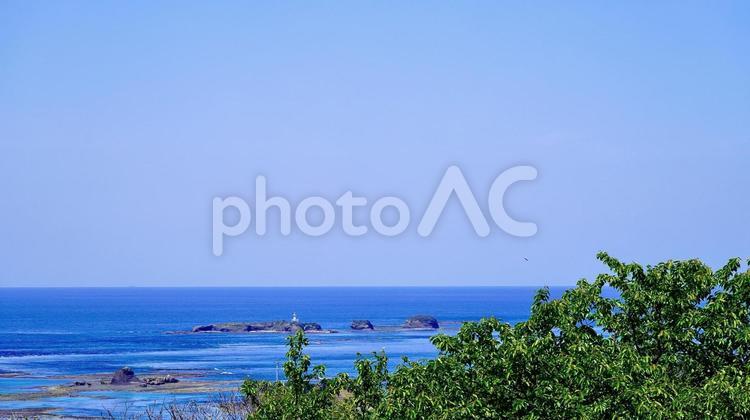 長崎県対馬市の韓国展望所から見える海 韓国展望所,朝鮮海峡,対馬の写真素材