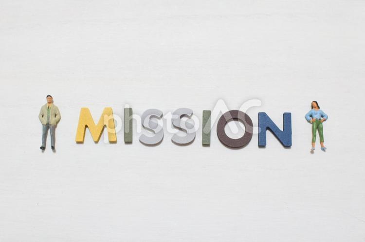 missionの文字とビジネスマン② mission,ミッション,仕事の写真素材