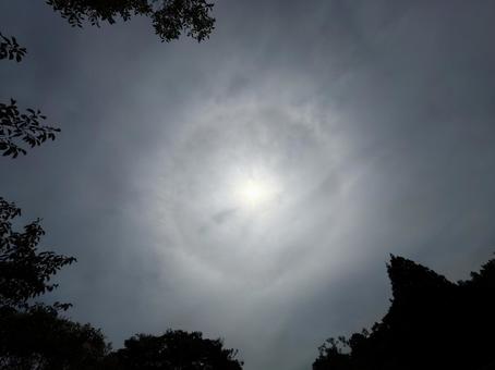 太陽を囲む光の輪 太陽を囲む光の輪の写真