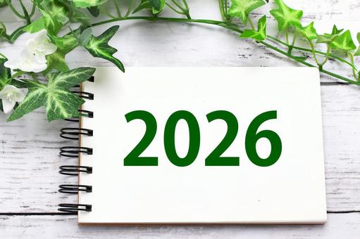 ノートに2026の文字 2026年,ニューイヤー,新年の写真素材