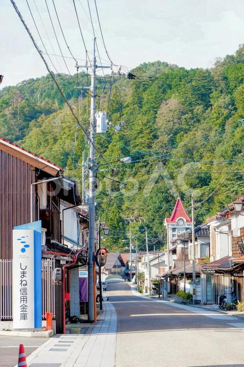 島根・奥出雲横田の教会のある町並み 横田,奥出雲,教会の写真素材