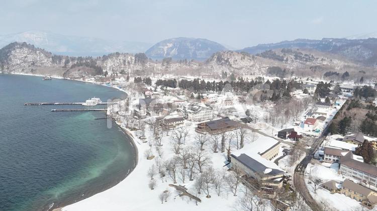 十和田湖畔　冬② 十和田湖,湖,観光地の写真素材