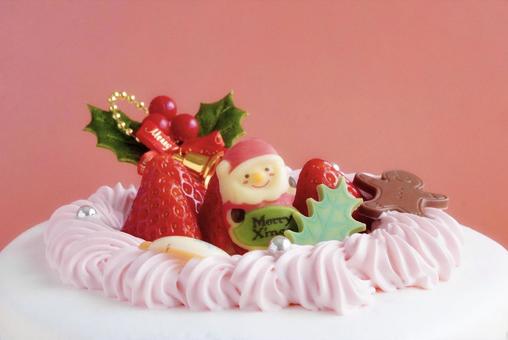 クリスマスケーキ⑥／アップ／ピンク クリスマスケーキ,ケーキ,クリスマスの写真素材