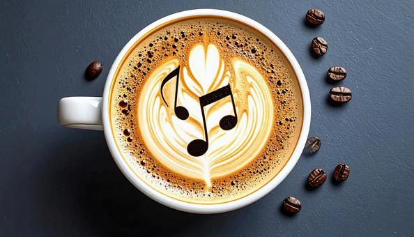 音符の形のラテアート 音符の形のラテアートの写真