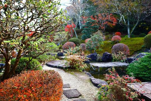 奥殿陣屋の蓬菜の庭の秋の風景 奥殿陣屋,蓬菜の庭,紅葉の写真素材