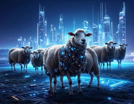 未年フォト・未来都市に羊の群 未年フォト・未来都市に羊の群の写真