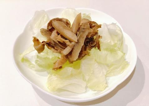 帆立貝ひもサラダ 帆立貝ひもサラダ,ホタテ貝ひも,ほたての写真素材