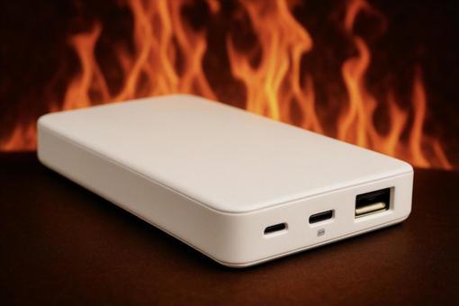 燃えるモバイルバッテリー 燃えるモバイルバッテリーの写真