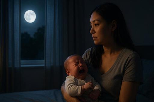 月夜に泣く赤子と母の孤独 月夜に泣く赤子と母の孤独の写真