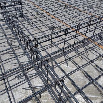 Photo, rebar, reinforcement, reinforced concrete foundation, 