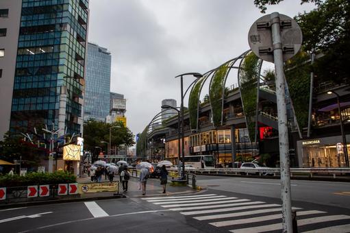 雨の渋谷 渋谷,雨天,雨の街の写真素材