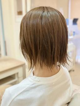 ショートヘアの女性 美容院 女性,ボブ,ショートヘアの写真素材