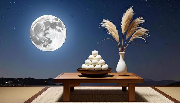 中秋の名月と月見団子 中秋の名月と月見団子の写真