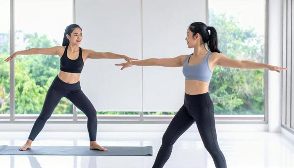 トレーニングする日本人女性 トレーニングする日本人女性の写真