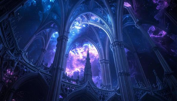 大聖堂の内部に広がる宇宙の光景 大聖堂の内部に広がる宇宙の光景の写真