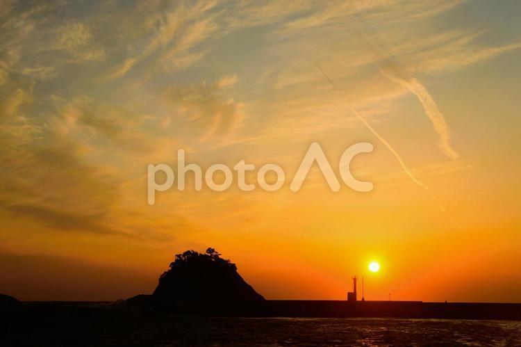 仁科港の港から見た美しい風景 美しい,風景,太陽の写真素材