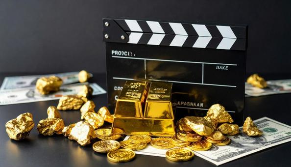 映画収入 カチンコとミニチュアの金塊 映画収入 カチンコとミニチュアの金塊の写真