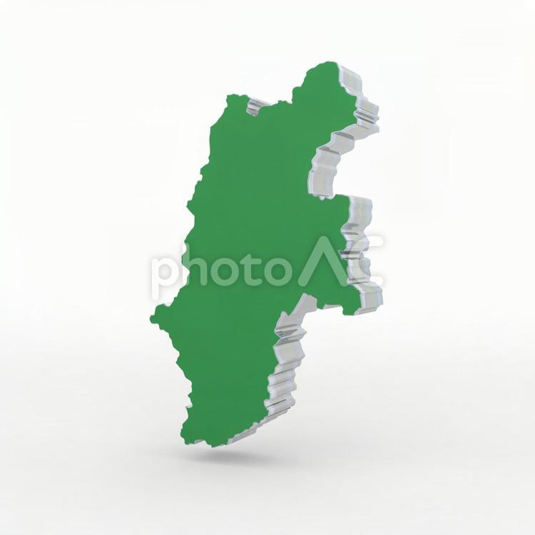 長野県（緑：右25度：影あり） 長野県,長野市,立体の写真素材