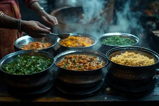 スパイスを使ったインドカレーのイメージの写真