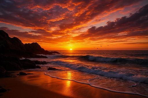 海辺の夕日 海辺の夕日の写真