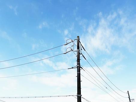 空(電柱のある風景) 空(電柱のある風景)の写真