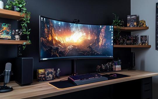 PCモニターデスク周り PCモニターデスク周りの写真