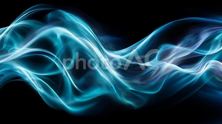 暗闇に広がる幻想的な光の波 エネルギー,波,プラズマの写真素材