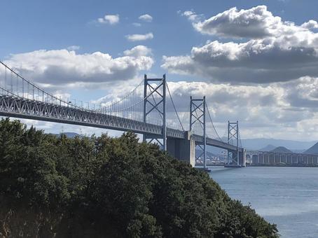 Photo, sea, seto inland sea, bridge, 