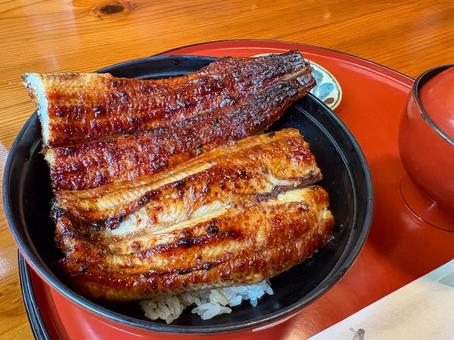 ご飯の上にのった日本のうな丼 ご飯の上にのった日本のうな丼の写真