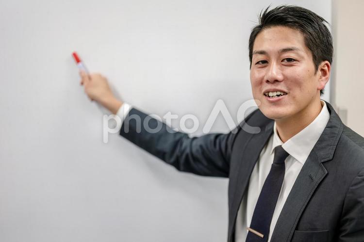 指差すビジネスマン 男性,アジアン,日本人の写真素材