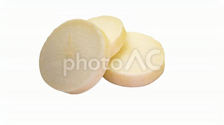 カットされた大根の断面　輪切り 大根,根菜,野菜の写真素材